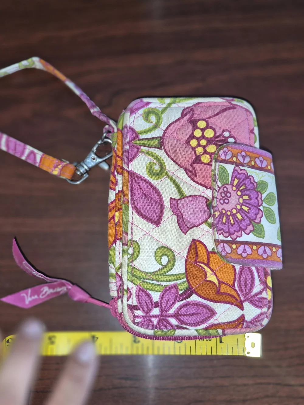 Vera Bradley Pink Orange Floral Quilted Wristlet Wallet - Picture 2 of 5